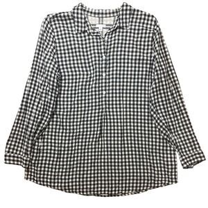 J. Jill Black and White Checkered Women's Gingham Popover Tunic Size: XL